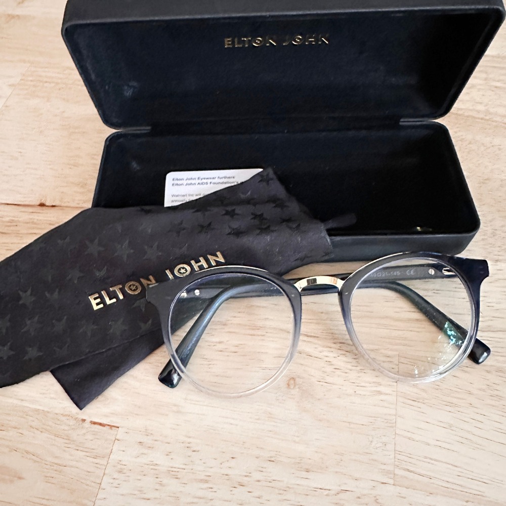 Elton John Prodigy Blue Gradient Eyeglass‎ Frames 49-21-145 Case Cloth Lenses